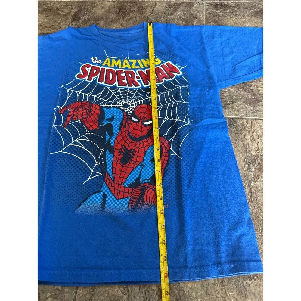 The‎ Amazing Spider Man Graphic T Shirt Blue Kids Youth XL Marvel Comic Book